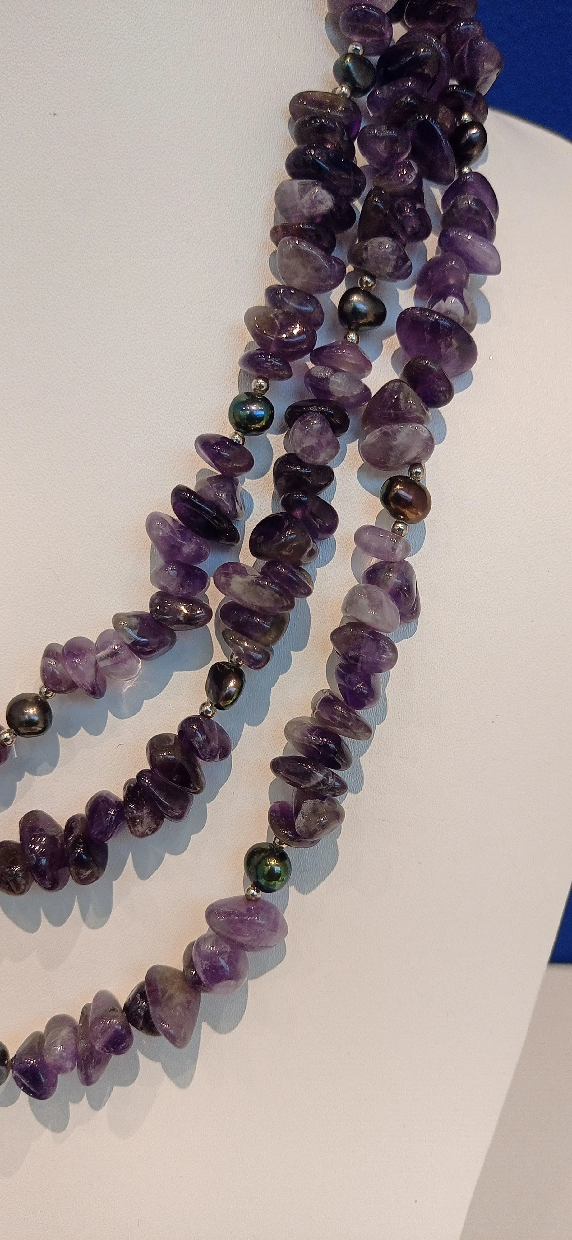 Priyanshi Amethyst Semi-Precious Stone Multi-Strand Necklace