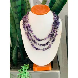 Priyanshi Amethyst Semi-Precious Stone Multi-Strand Necklace
