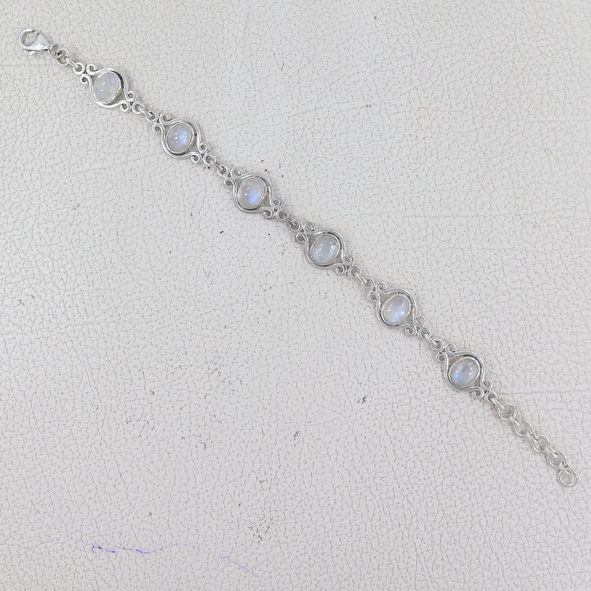 Rainbow Moonstone Bracelet for Women 925 Sterling Silver