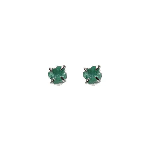 Raw Emerald Stud Earrings