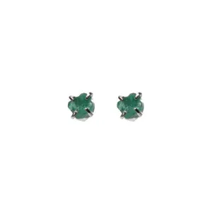 Raw Emerald Stud Earrings