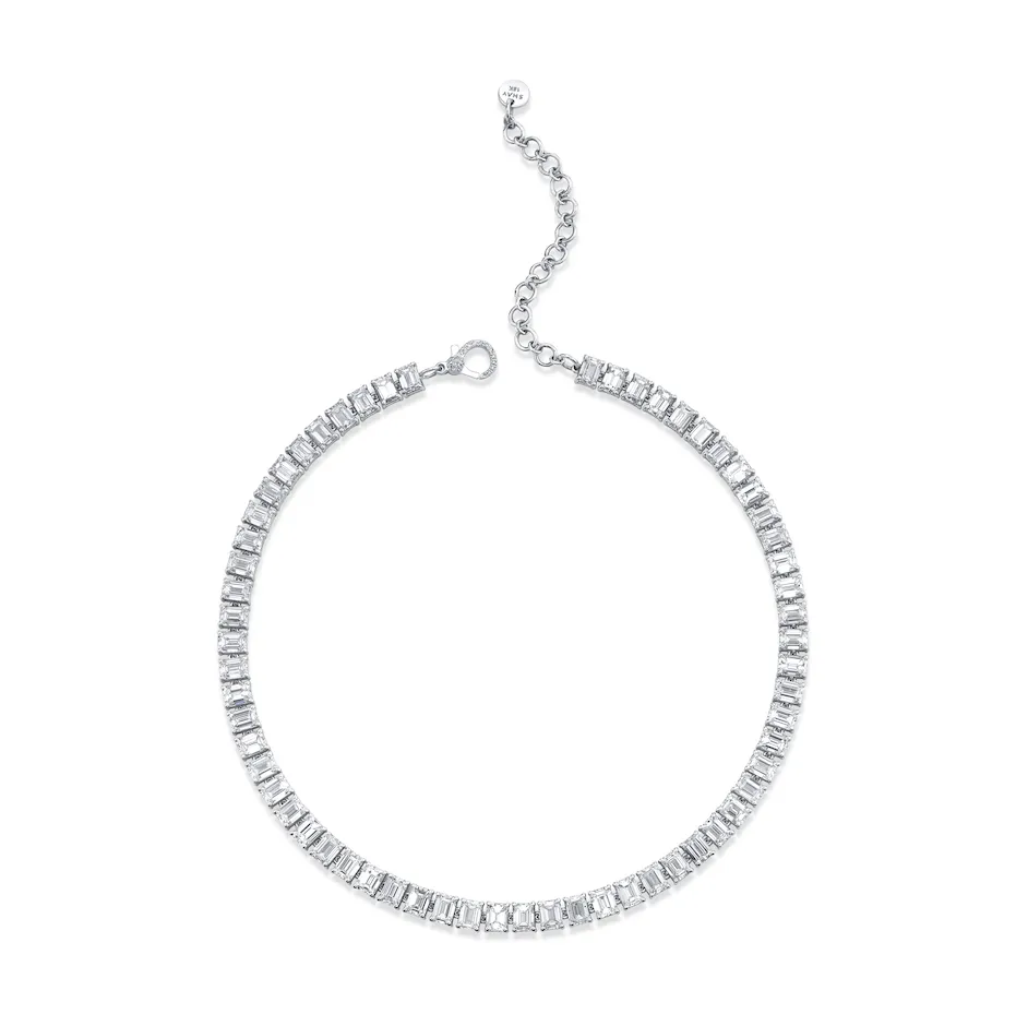 READY TO SHIP DIAMOND EMERALD CUT ETERNITY NECKLACE