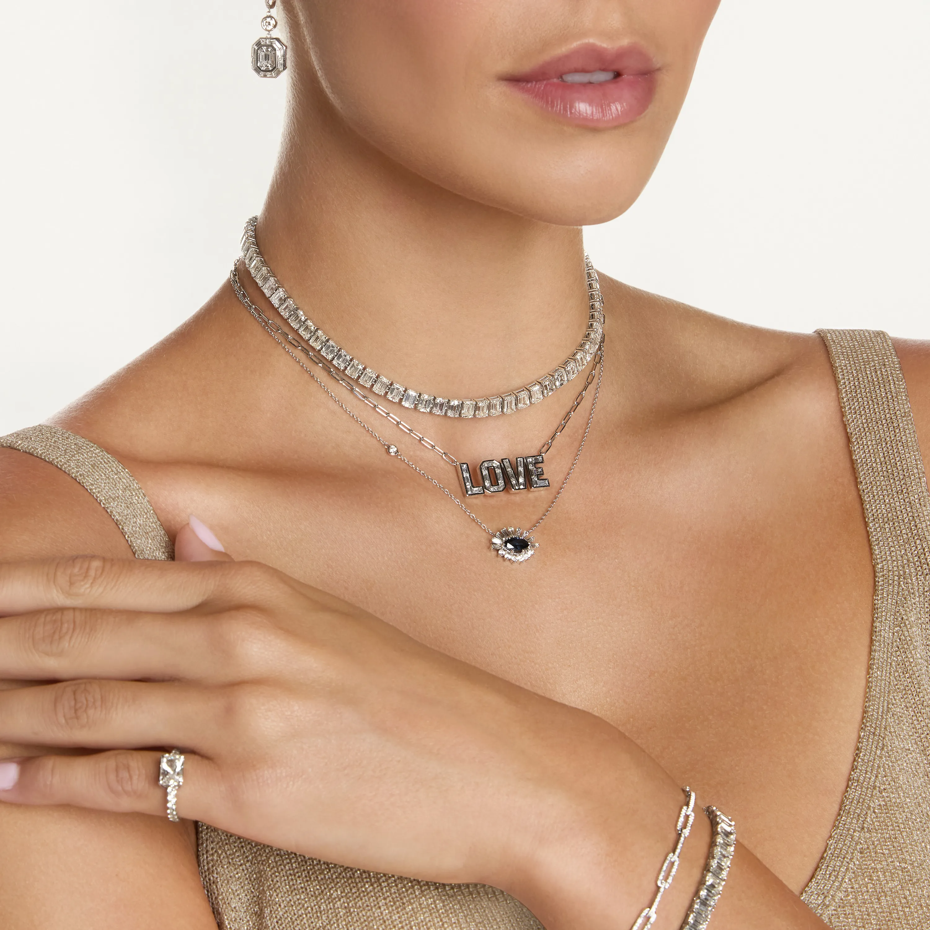 READY TO SHIP DIAMOND EMERALD CUT ETERNITY NECKLACE