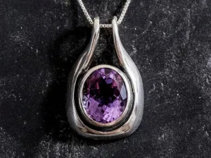 Real Amethyst Pendant - Round Purple Necklace - Vintage Amethyst Necklace