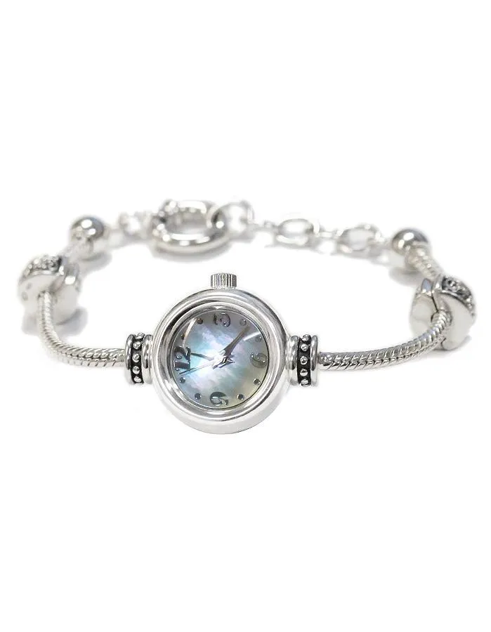 Reflection Beads Sterling Silver Watch with Mom Heart & Italian Glass Bead Set