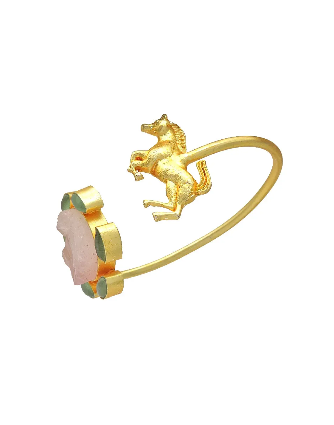 Rose Quartz & Horse Cuff
