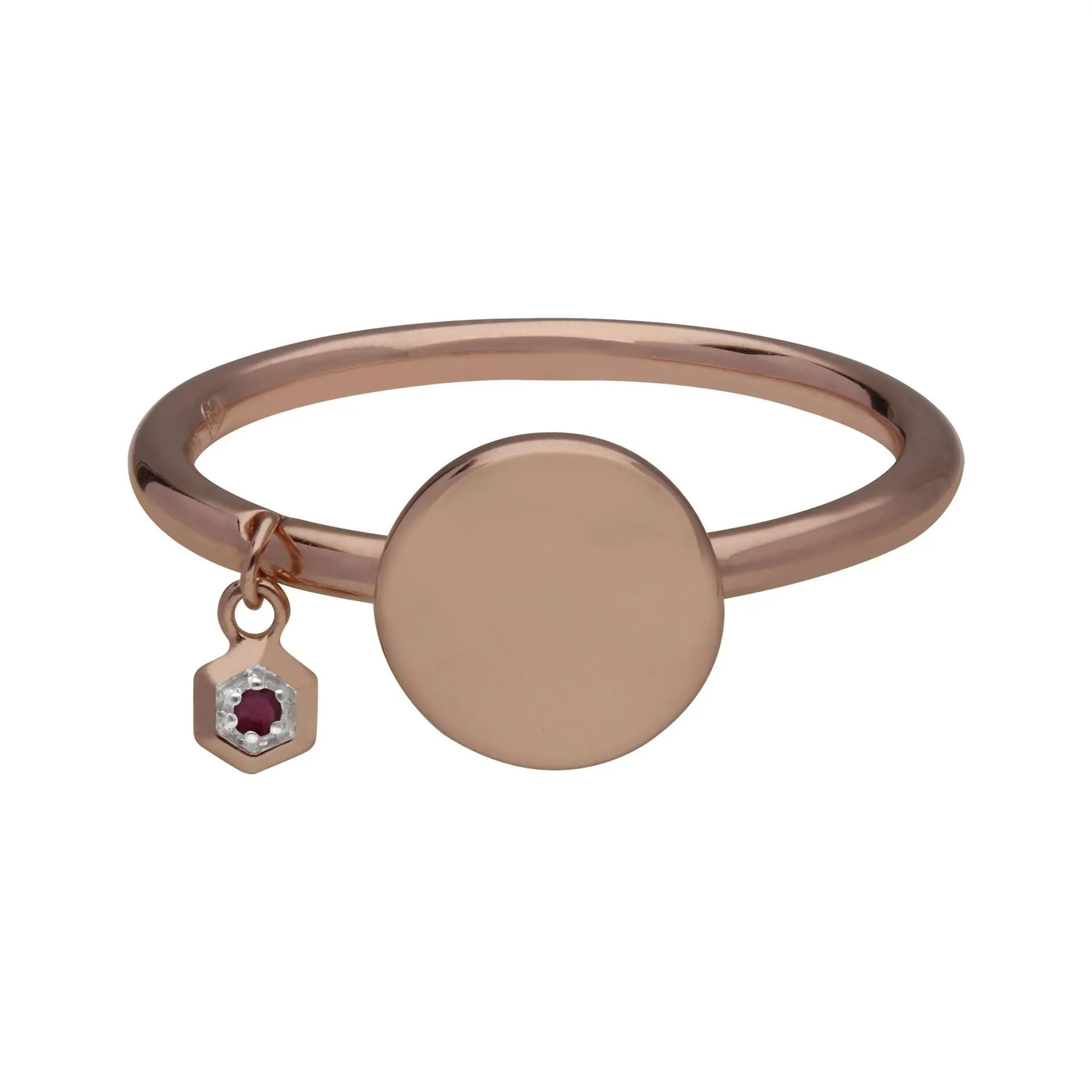 Rubin Gravur Ring in Rose Vergoldetem Sterling Silber