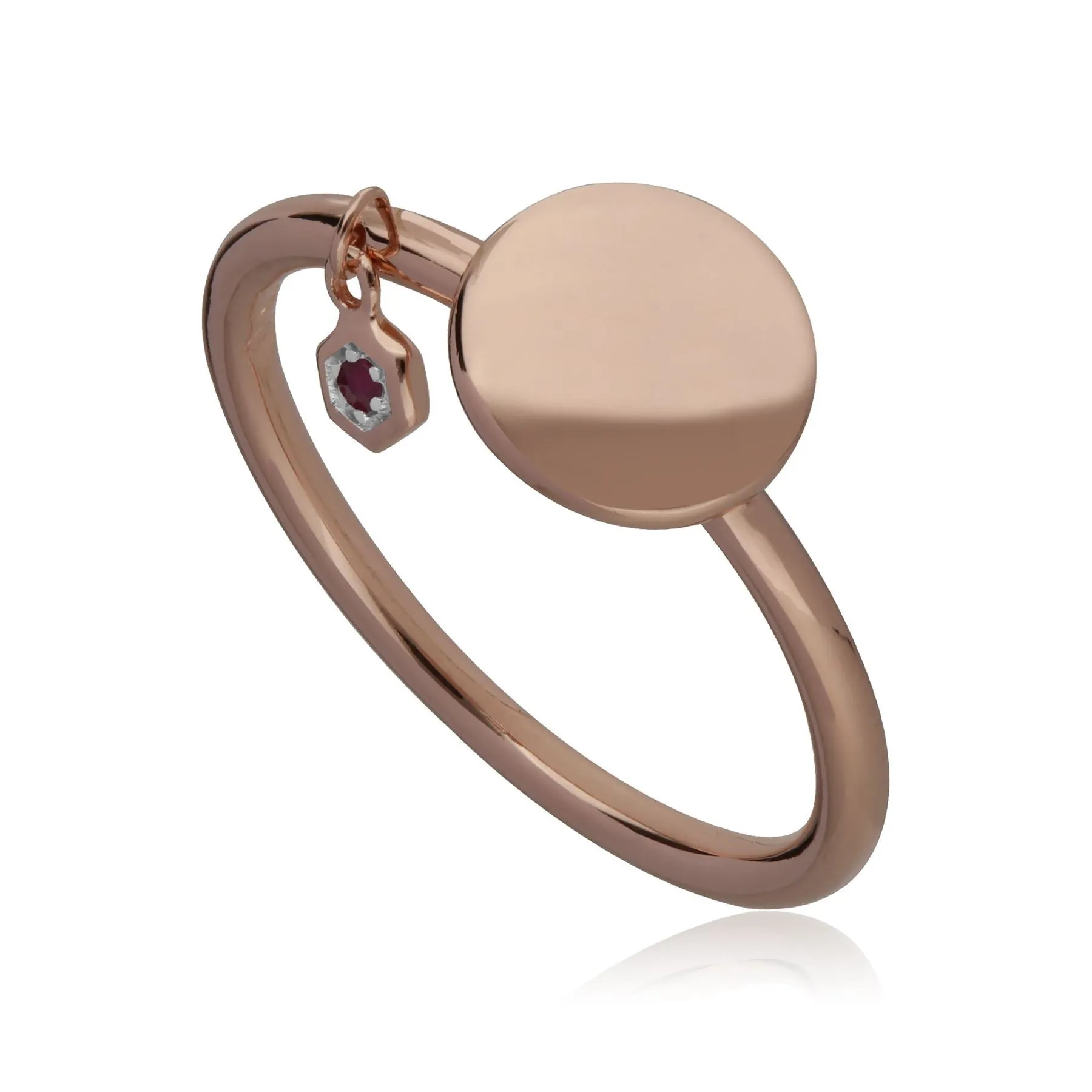 Rubin Gravur Ring in Rose Vergoldetem Sterling Silber