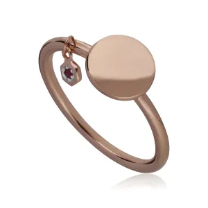 Rubin Gravur Ring in Rose Vergoldetem Sterling Silber