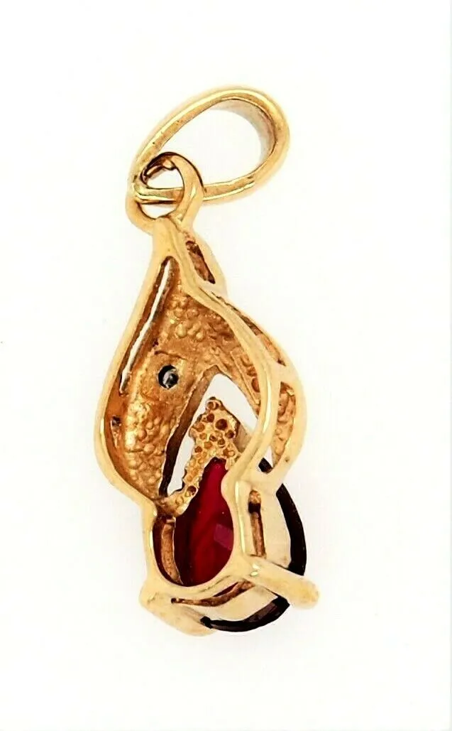 Ruby & Diamond 9ct Yellow Gold Pendant