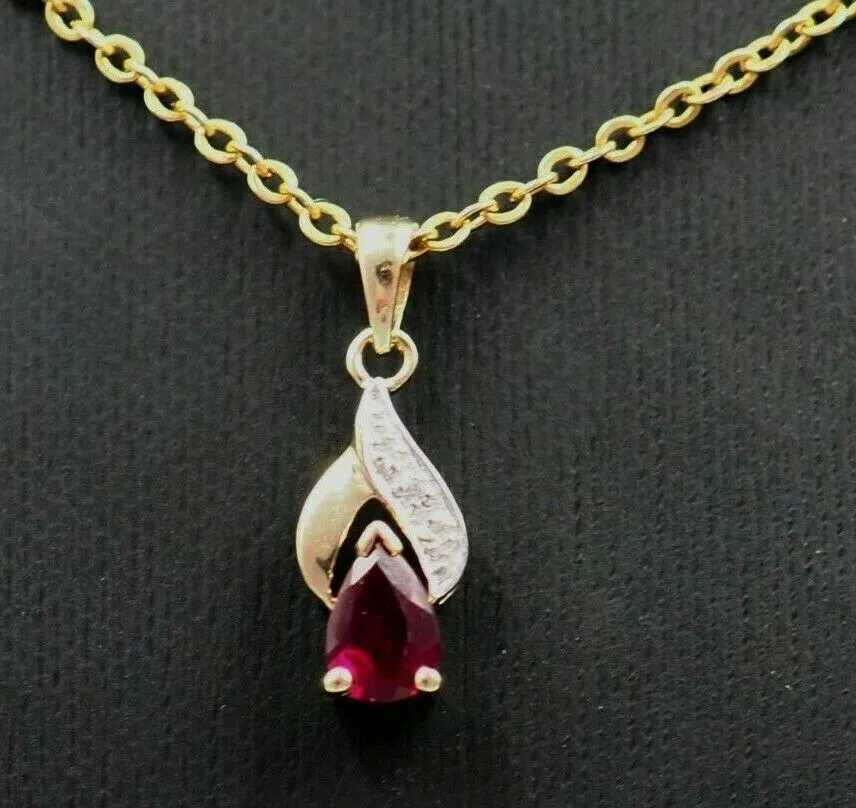 Ruby & Diamond 9ct Yellow Gold Pendant