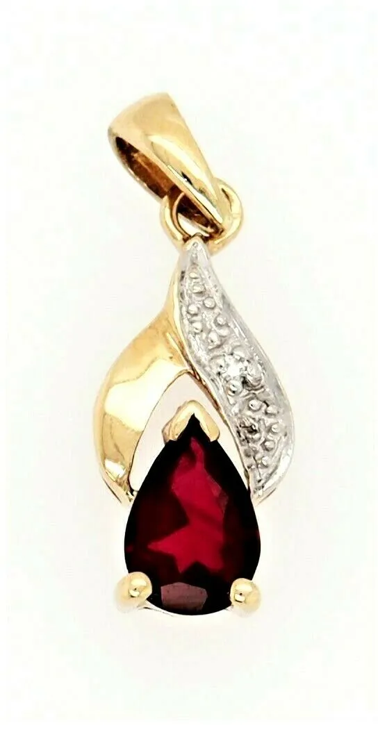 Ruby & Diamond 9ct Yellow Gold Pendant