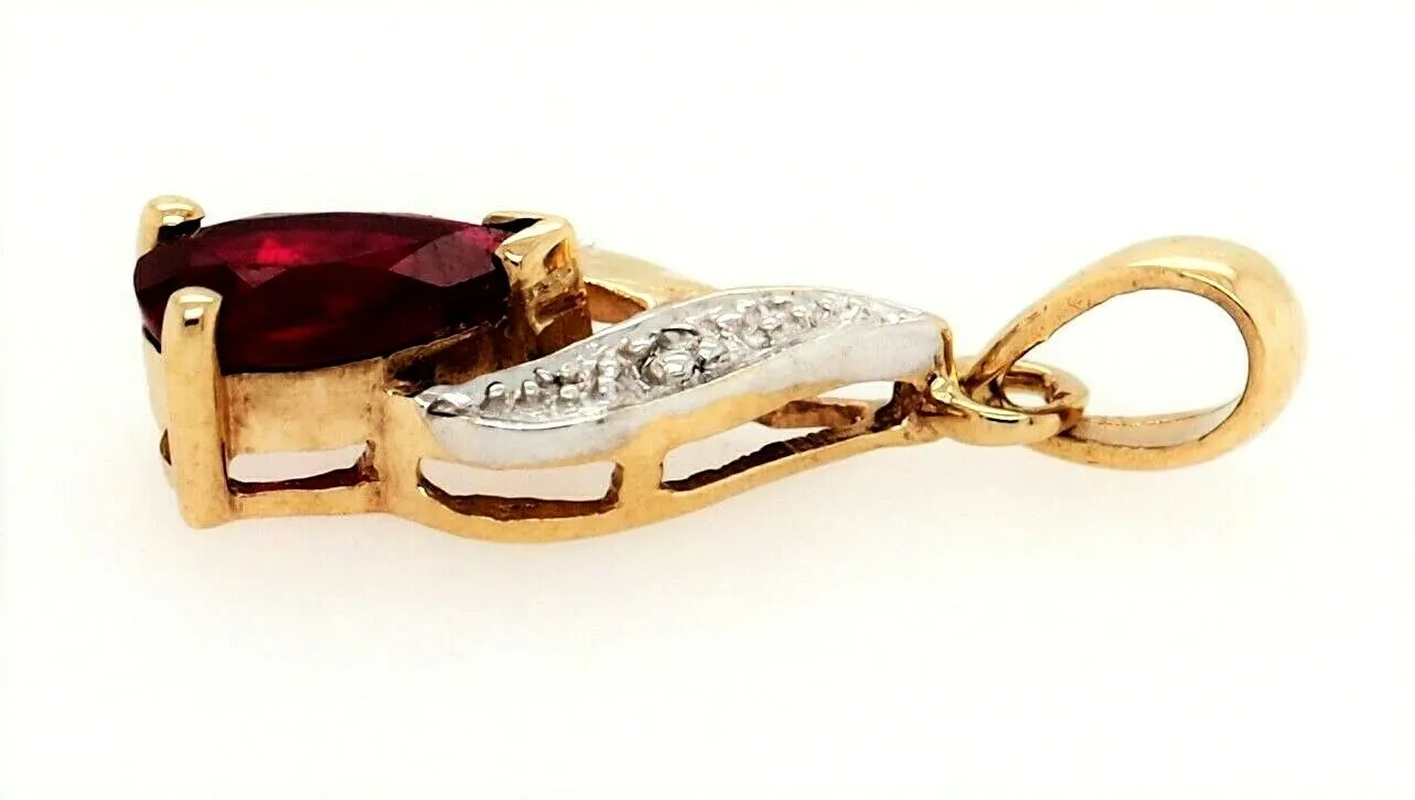 Ruby & Diamond 9ct Yellow Gold Pendant