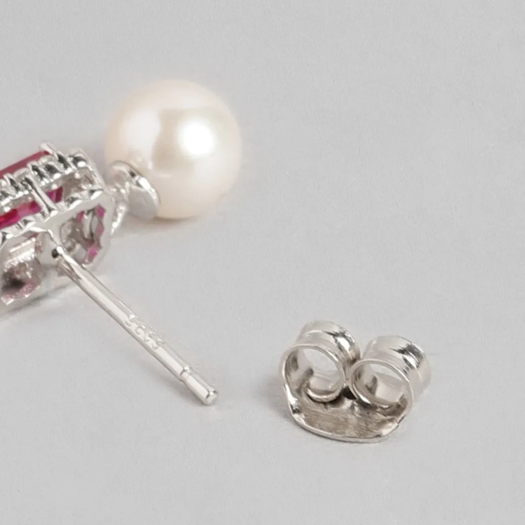 Ruby Pearl 925 Sterling Silver Drop Earrings