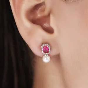 Ruby Pearl 925 Sterling Silver Drop Earrings