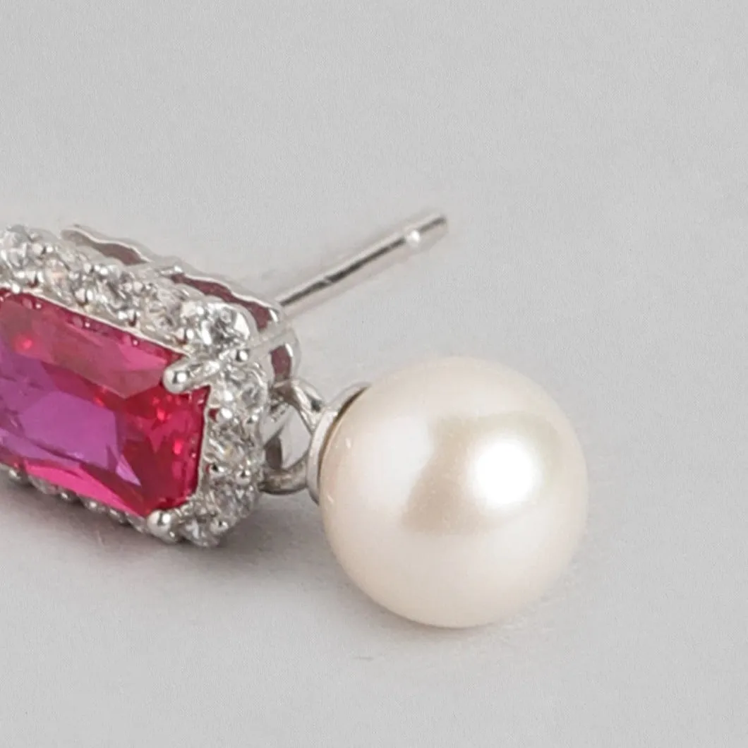 Ruby Pearl 925 Sterling Silver Drop Earrings