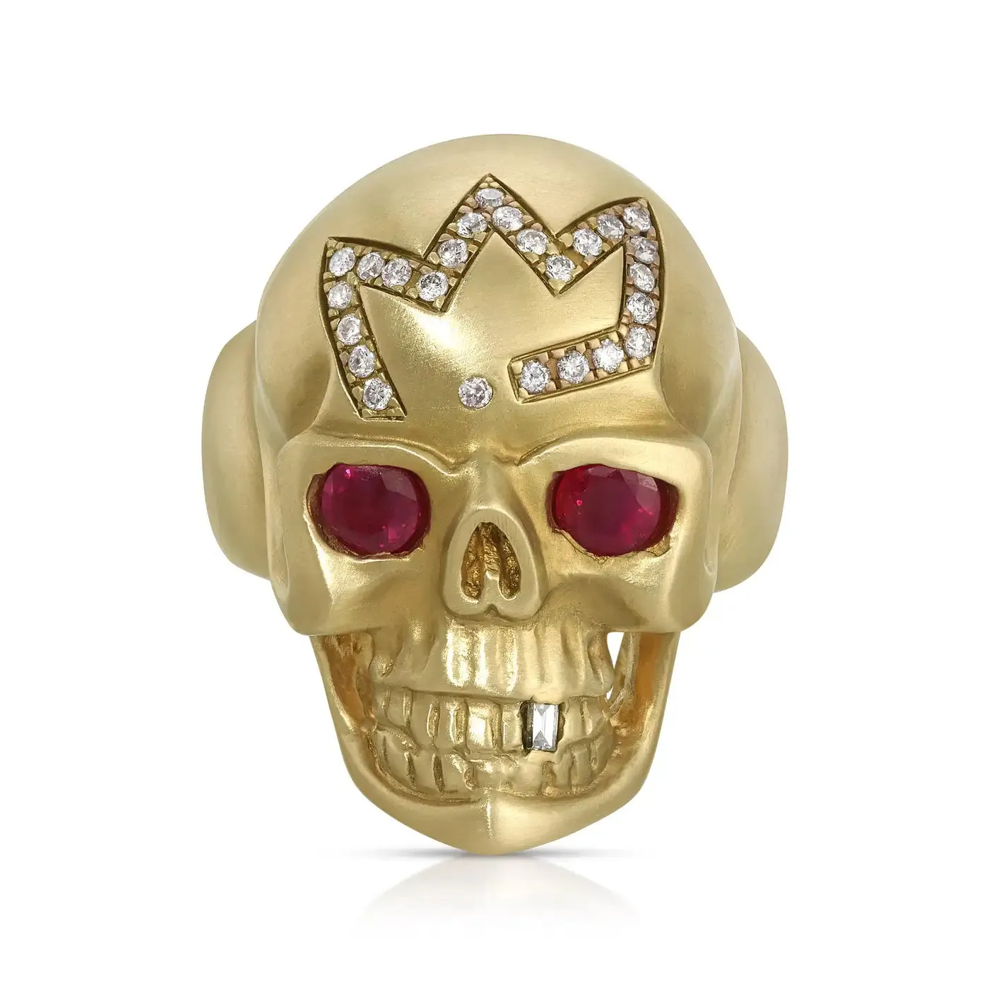 Ruby Skull Ring with Diamonds
