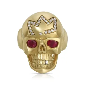 Ruby Skull Ring with Diamonds
