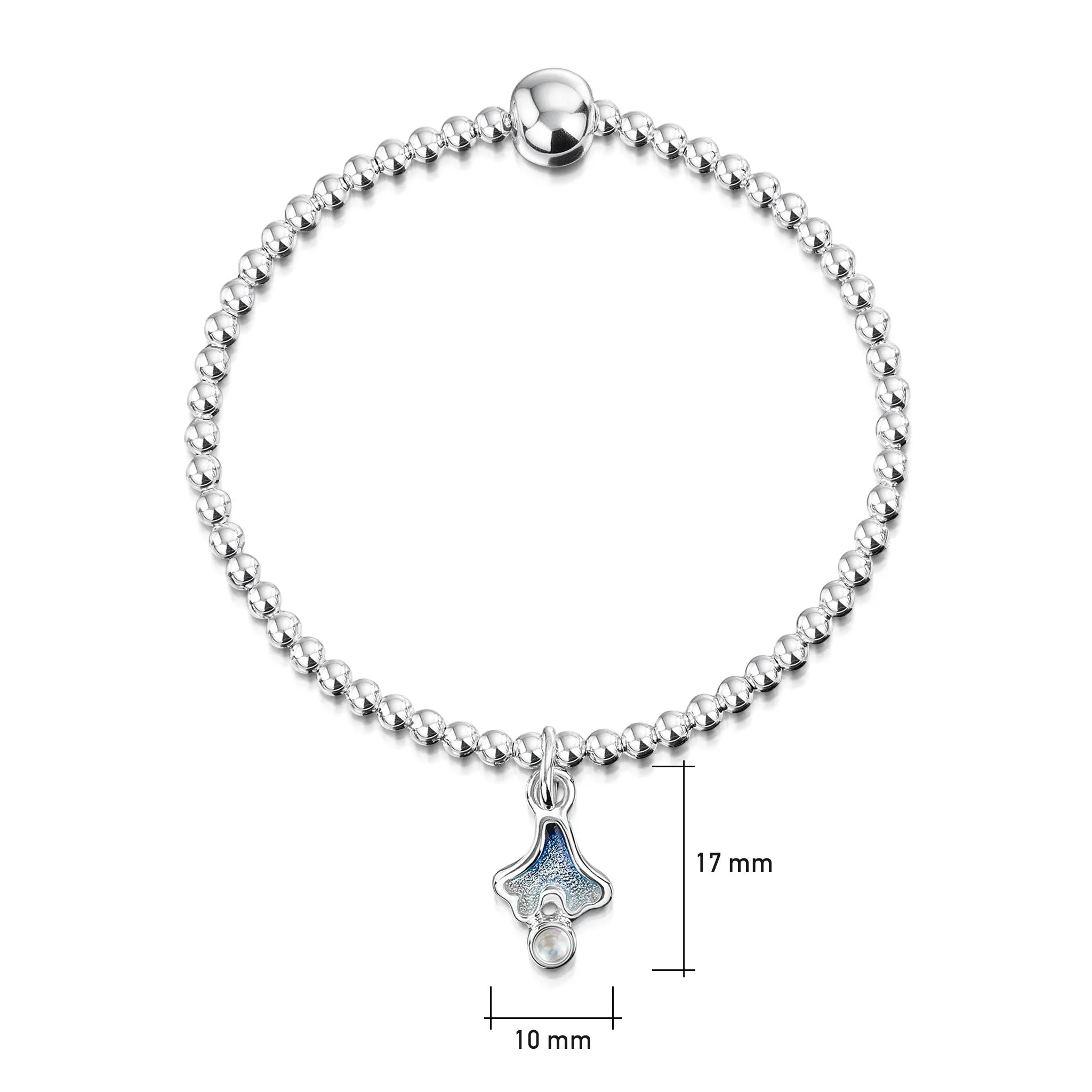 Sea Moss Moonstone Stretch Bracelet in Sea Blue Enamel