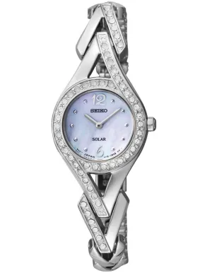 Seiko Solar Ladies Cocktail Watch - Swarovski Crystals - Mother of Pearl Dial