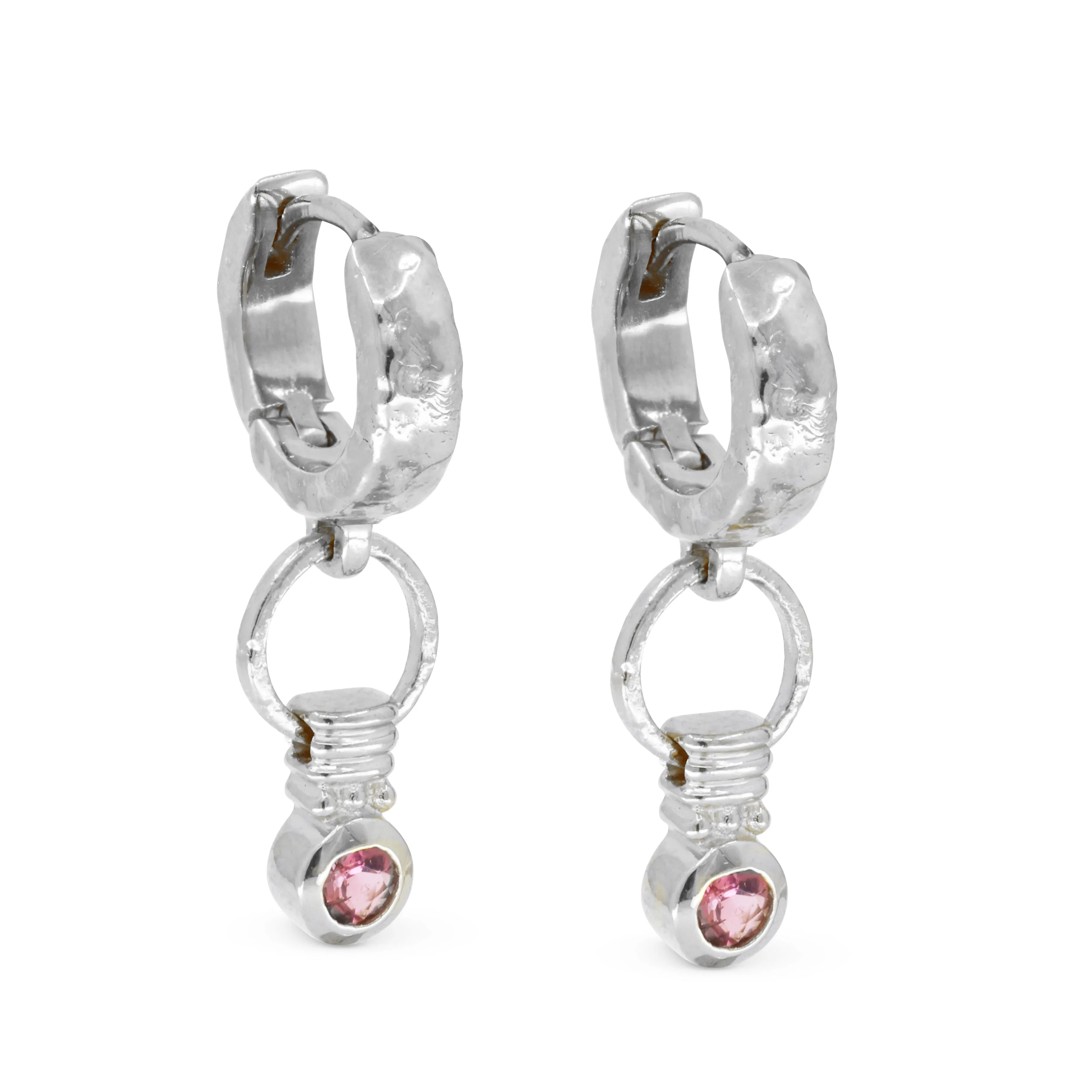 Serena Tourmaline Silver Huggies