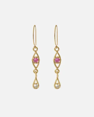 Silk / Pyramid Ruby Earrings