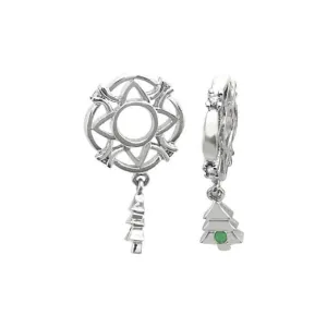 Silver & Emerald Christmas Tree Dangle Charm S137E