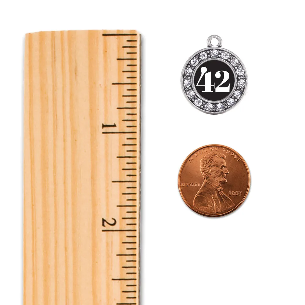 Silver Baseball/Softball - Sports Number 42 Circle Charm Toggle Bracelet