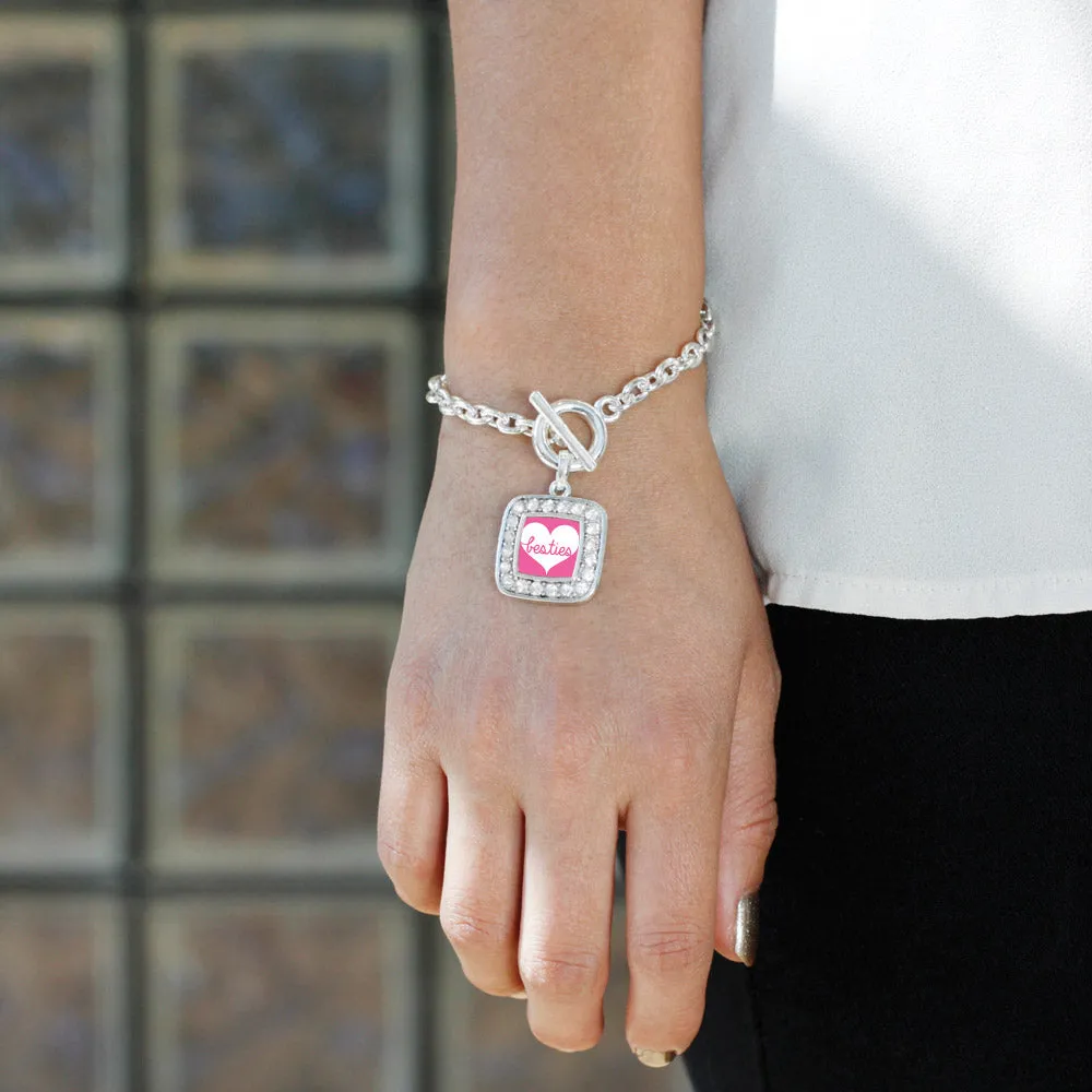 Silver Besties Square Charm Toggle Bracelet