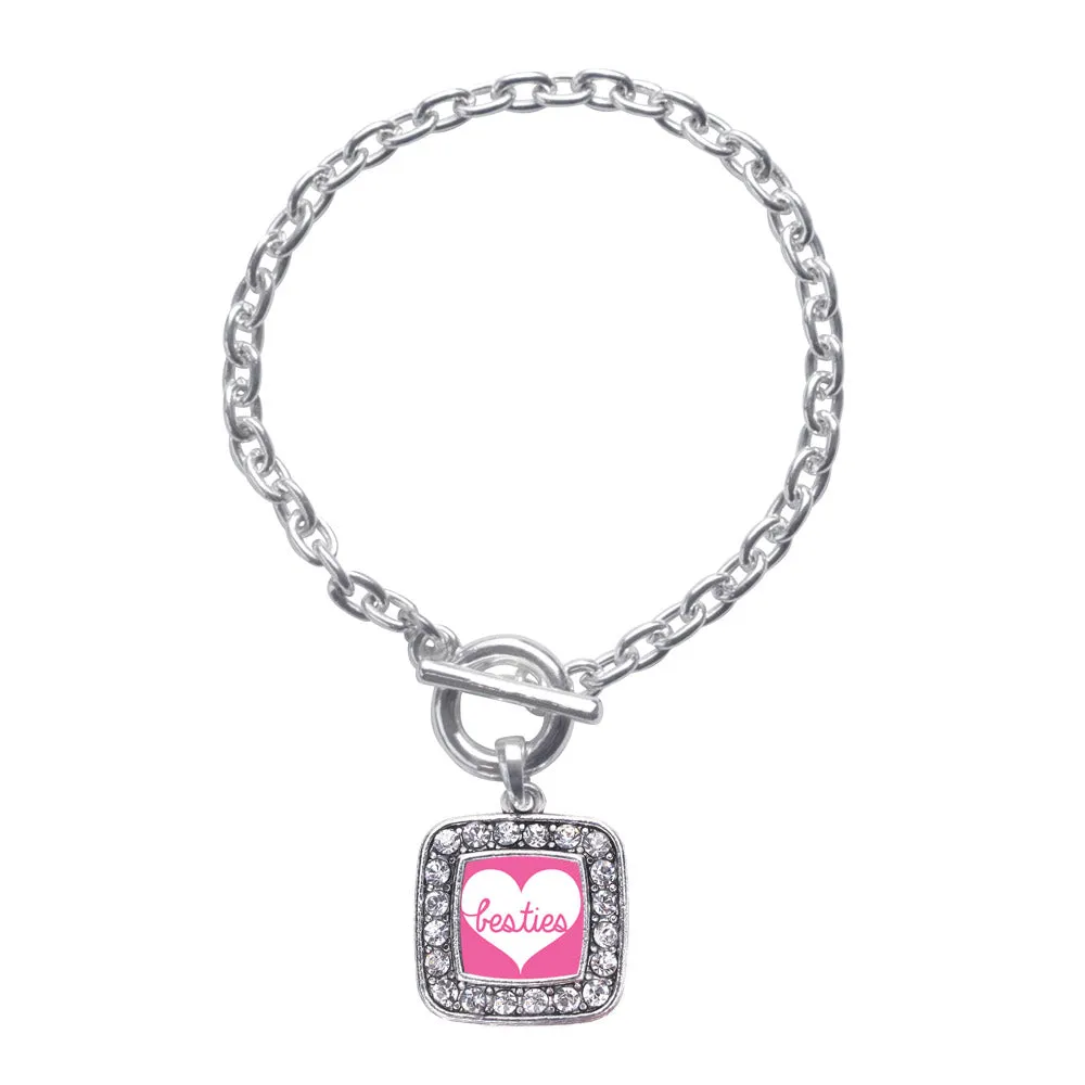 Silver Besties Square Charm Toggle Bracelet