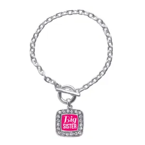 Silver Big Sister Square Charm Toggle Bracelet