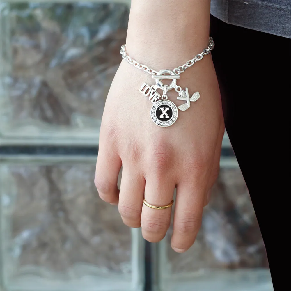 Silver Cheerleader - Sports Initial X Circle Charm Toggle Bracelet