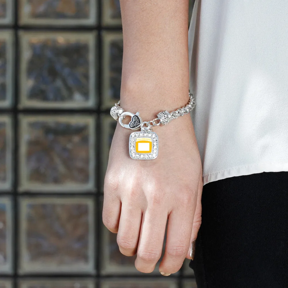 Silver Colorado Outline Square Charm Braided Bracelet