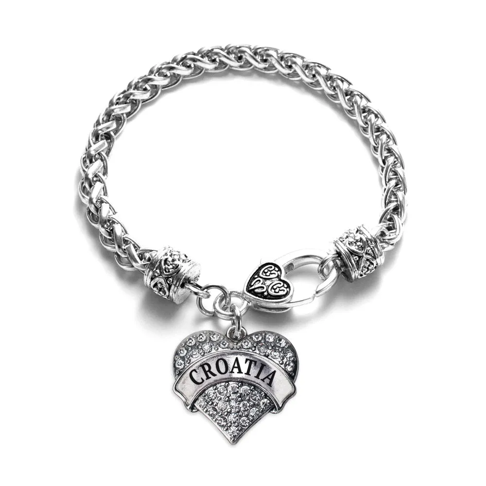 Silver Croatia Pave Heart Charm Braided Bracelet