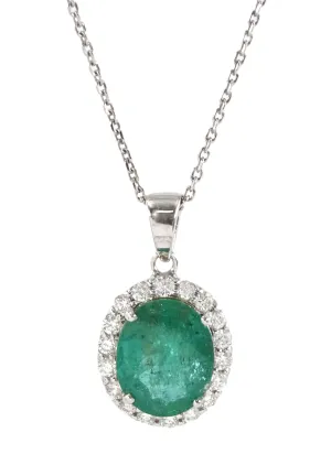 Silver Emerald Cluster Necklace
