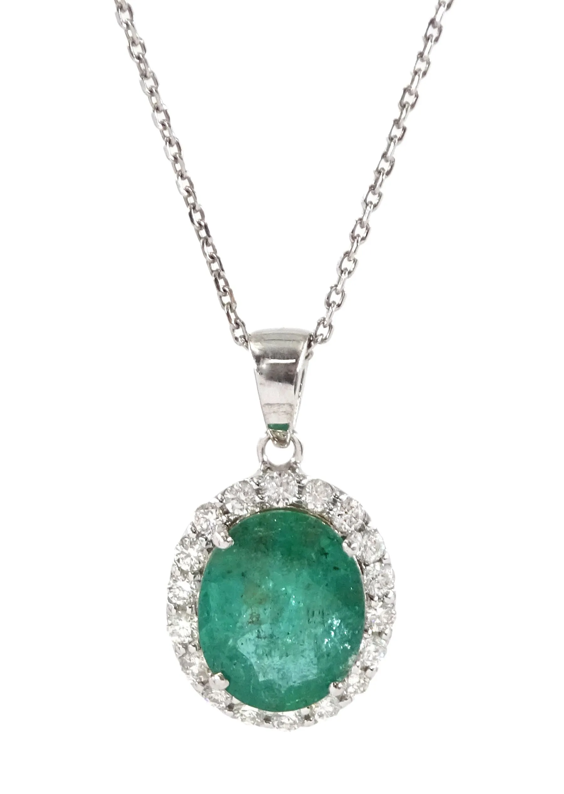 Silver Emerald Cluster Necklace