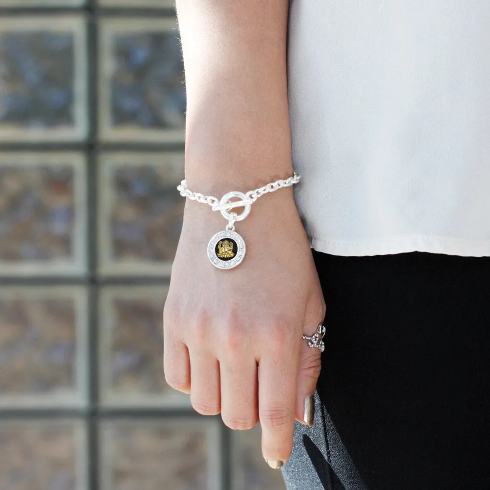 Silver Ganesh Circle Charm Toggle Bracelet