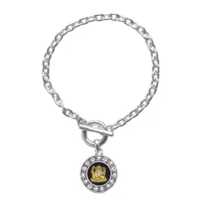 Silver Ganesh Circle Charm Toggle Bracelet