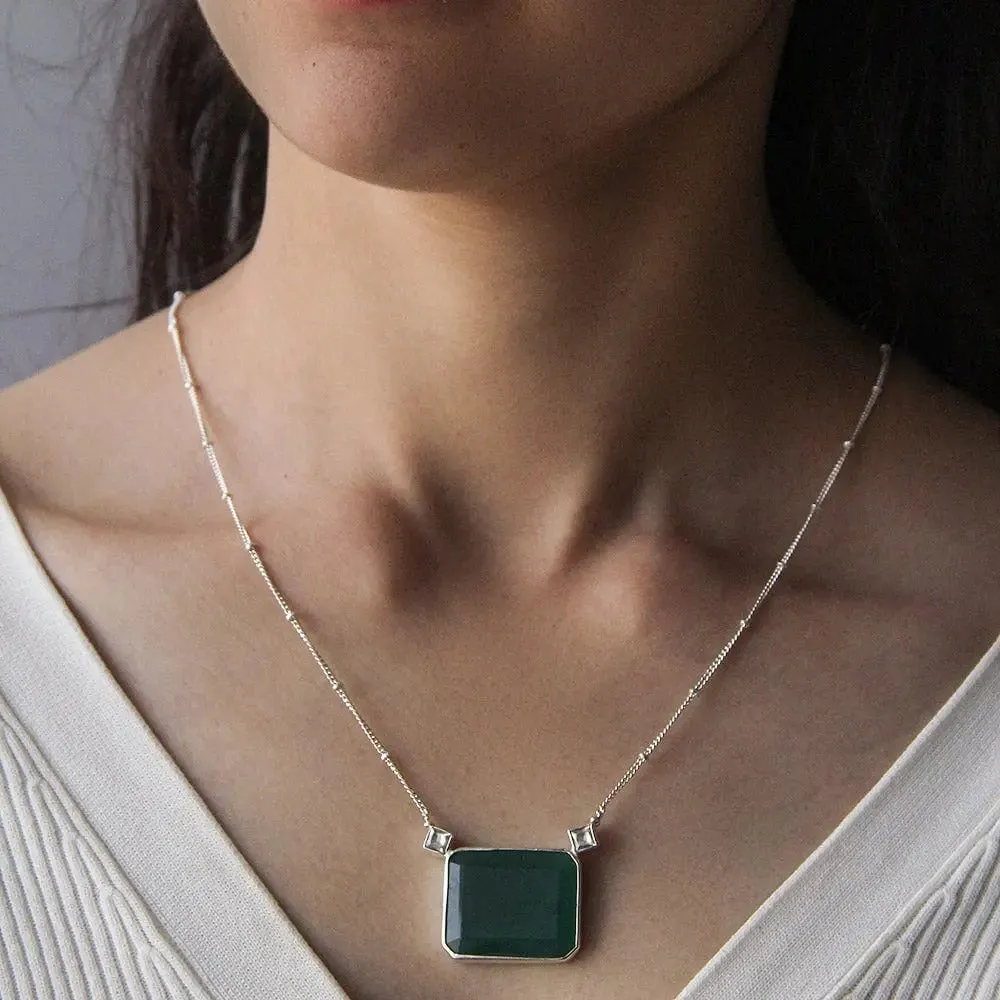 Silver Green Necklace