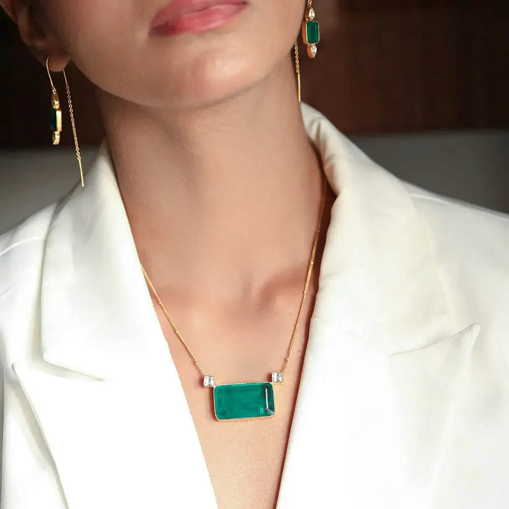 Silver Green Necklace