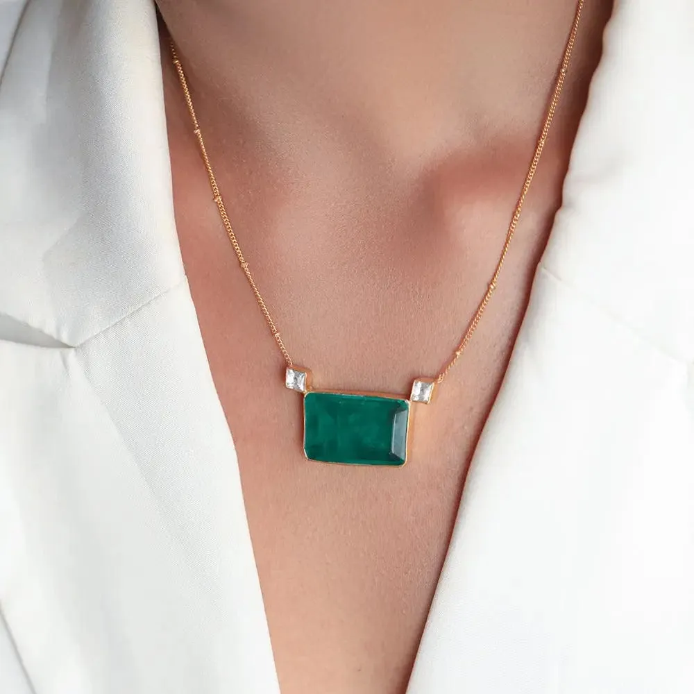 Silver Green Necklace