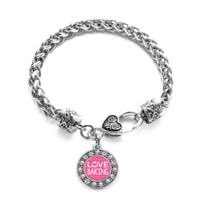 Silver I Love Baking Circle Charm Braided Bracelet