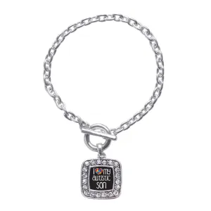Silver I Love My Autistic Son Square Charm Toggle Bracelet