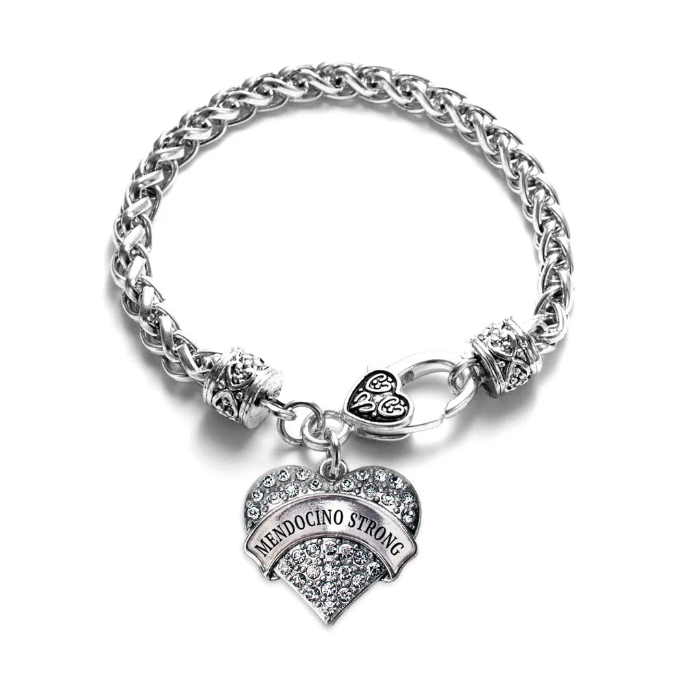 Silver Mendocino Strong Pave Heart Charm Braided Bracelet