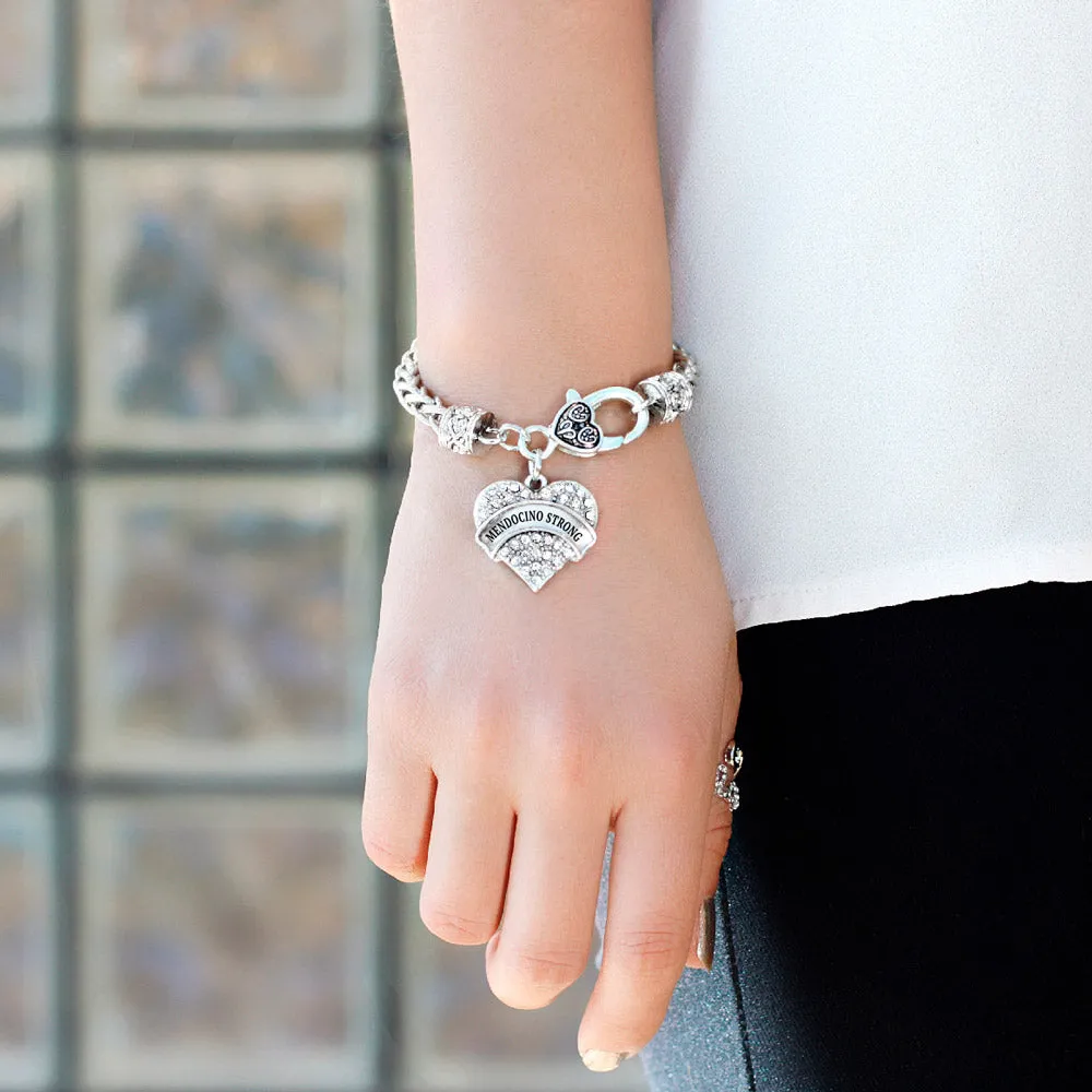 Silver Mendocino Strong Pave Heart Charm Braided Bracelet