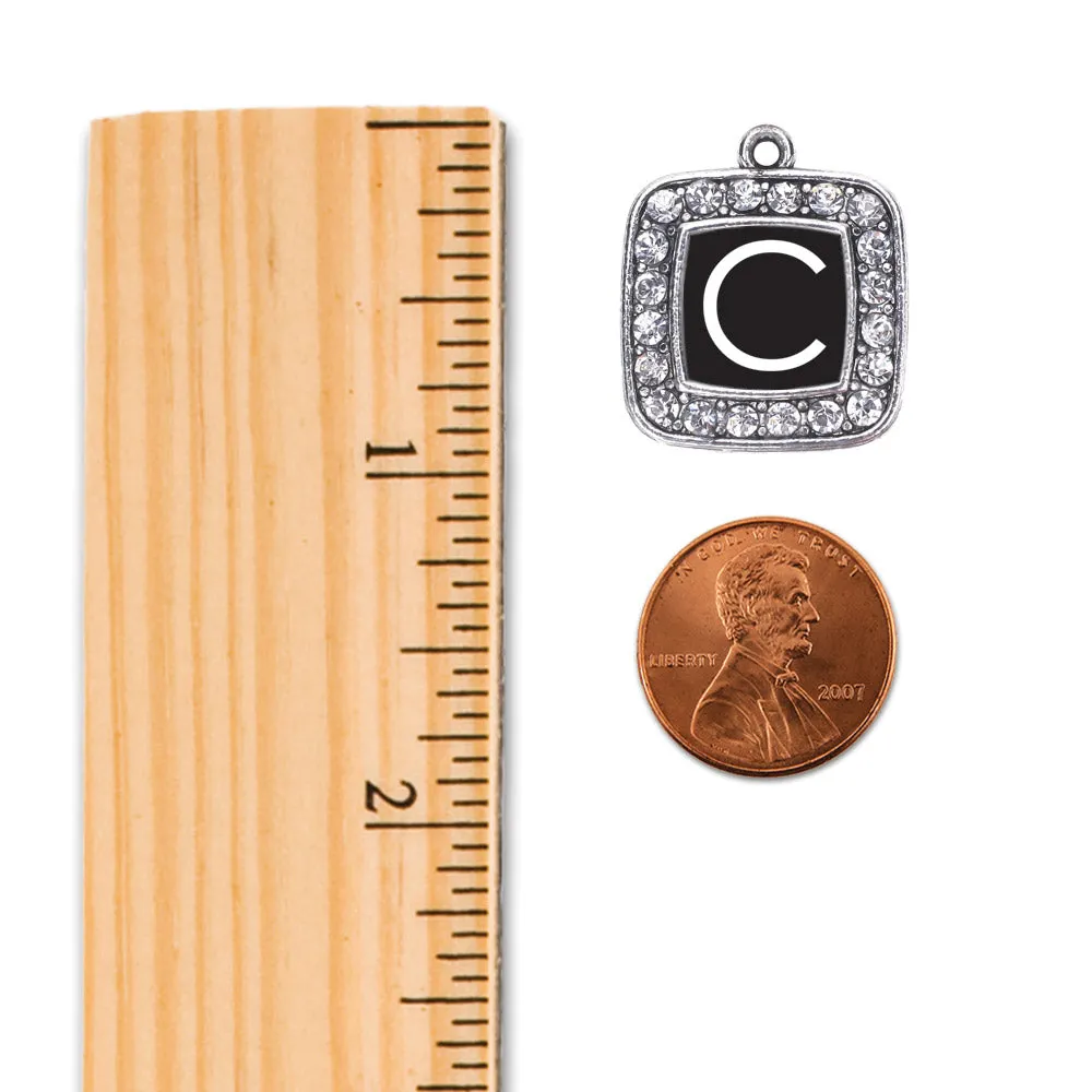 Silver My Initials - Letter C Square Charm Toggle Bracelet