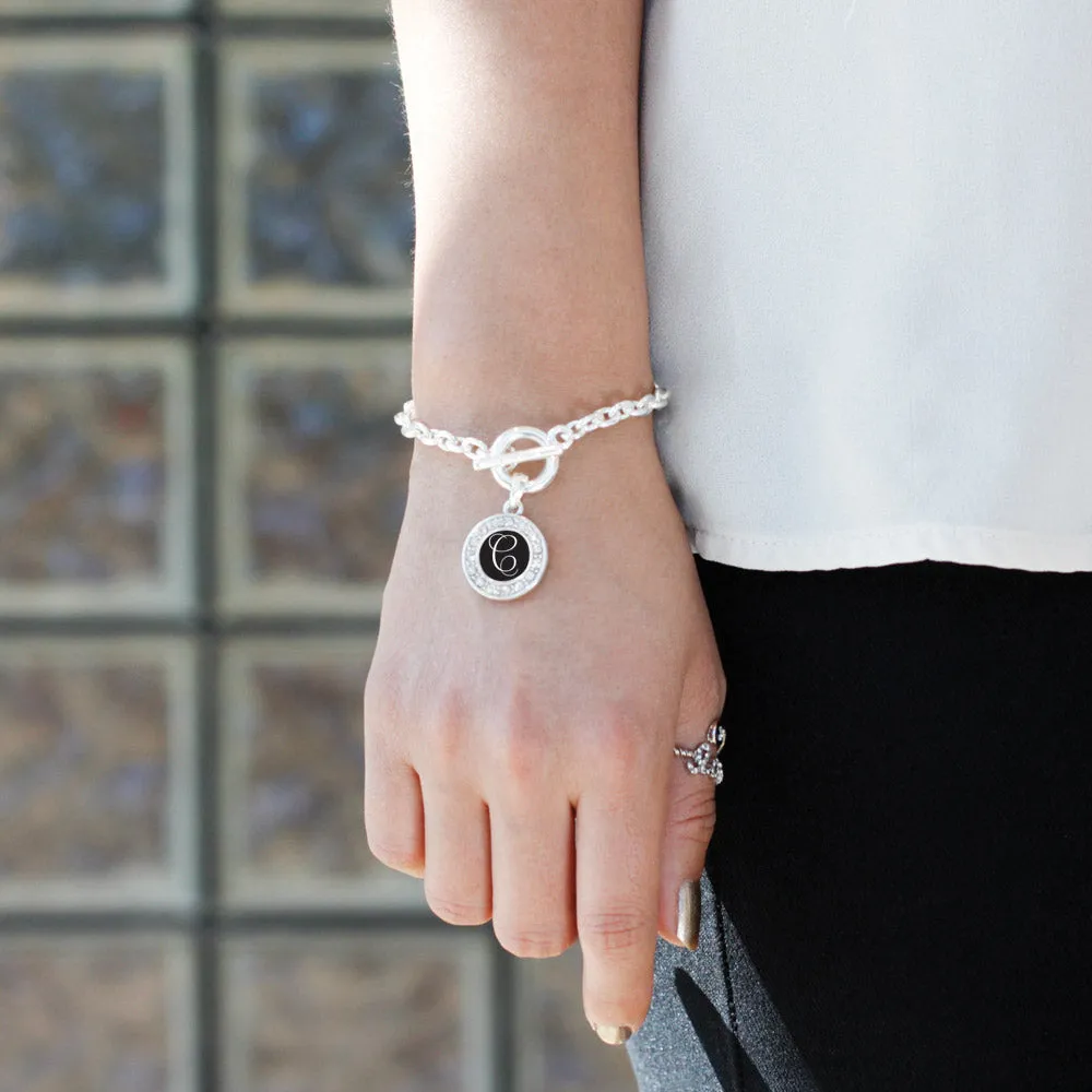 Silver My Script Initials - Letter C Circle Charm Toggle Bracelet