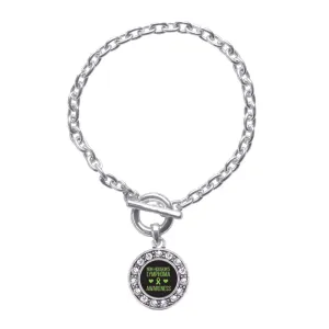 Silver Non Hodgkins Lymphoma Support Circle Charm Toggle Bracelet
