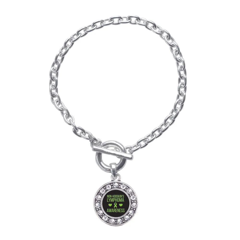 Silver Non Hodgkins Lymphoma Support Circle Charm Toggle Bracelet