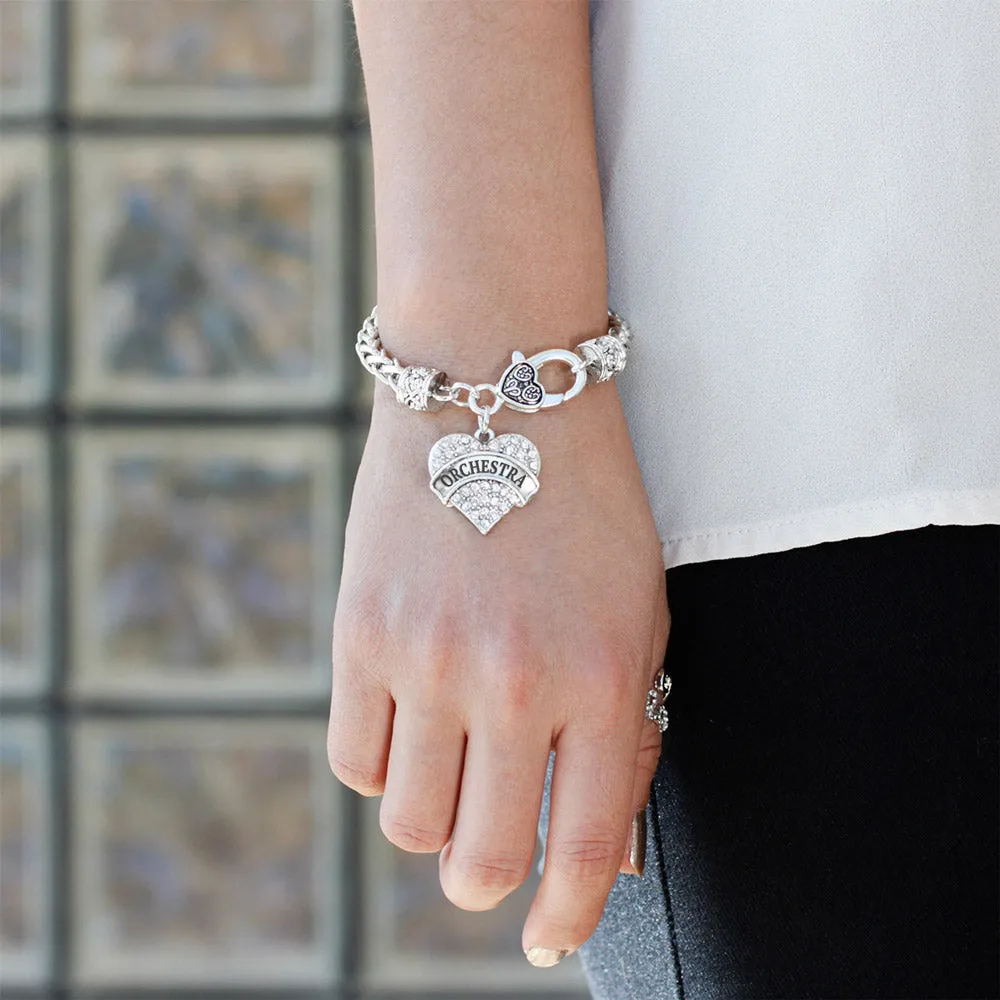 Silver Orchestra Pave Heart Charm Braided Bracelet